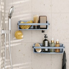 Mensola da bagno blu in plastica riciclata senza foratura Flex - Umbra