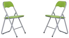 Sedia in metallo pieghevole seduta ecopelle VERDE SET 2 PEZZI