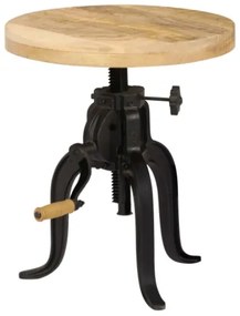 Tavolino 45x(45-62) cm in Legno Massello di Mango e Ghisa