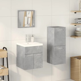 Set mobili da bagno 3 pz grigio cemento in legno multistrato