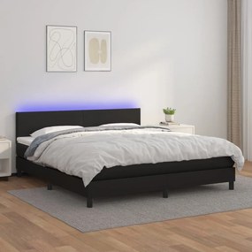 Giroletto A Molle Con Materasso E Led Nero 160x200cm Similpelle /