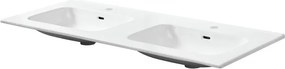 Lavabo d'appoggio rettangolare doppia vasca Maya L 121 x H 13.8 x P 49 cm in ceramica bianco