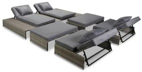 Set Divani da Giardino 5 pz con Cuscini in Polyrattan Grigio