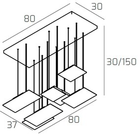 Sospensione Moderna Pixel Metallo Nero 7 Luci Gx53