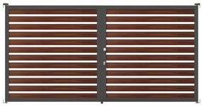 Cancello manuale battente ALBA Maia120-40 in alluminio, apertura centrale, L 300 x H 190 cm, di colore noce