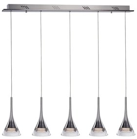 Lampadario A Sospensione Contemporaneo Gioiello Metallo Cromo E Vetro Led 30W