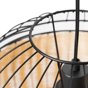 Lampada a sospensione orientale nera con rattan 38 cm - Emir