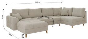 Divano angolare beige in tessuto bouclé (angolo sinistro/"U") Ariella - Ropez