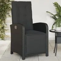 Sedia Reclinabile da Giardino con Poggiapiedi Nera Polyrattancod mxl 115087