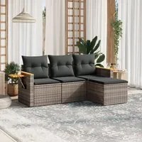 Set Divani da Giardino 4 pz con Cuscini in Polyrattan Grigio 3226746