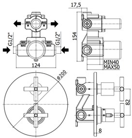 Paffoni Quattro Qtv018 miscelatore doccia a muro ad incasso termostatico 2 uscite con cartuccia deviatore cromo