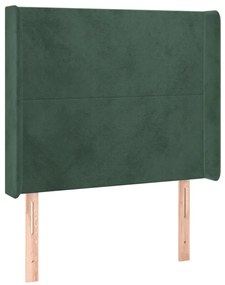 Testiera ad orecchio verde scuro 93x16x118/128 cm in velluto