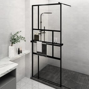 Parete Doccia Walk İn Mensola Nera 90x195cm Vetro Esg Alluminio /