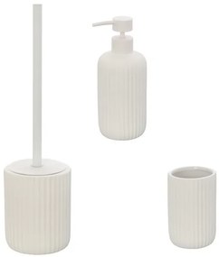 Set portaspazzolini dispenser portasapone e portascopino in ceramica bianco Color