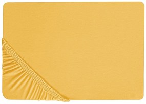 Lenzuolo con angoli cotone giallo senape 160 x 200 cm JANBU Beliani