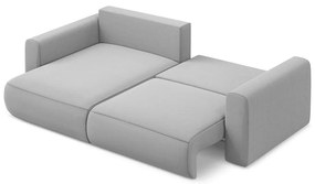 Divano angolare grigio chiaro allungabile/con contenitore (con penisola a sinistra/con chaise lounge) con rivestimento in velluto Kapua – Makamii