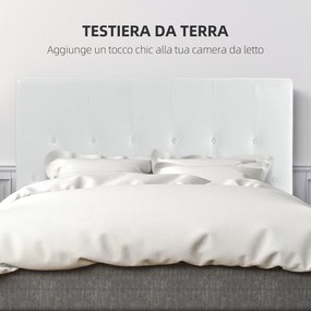Testiera Letto Matrimoniale Imbottita Design a Bottoni 160x7x120 cm in Pelle PU Bianca...