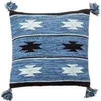 Tappeto moderno Chicago, stile kilim, 100% cotone, blu , 45x45cm