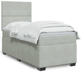 Giroletto A Molle Con Materasso Grigio Chiaro 90x190 Cm Velluto /