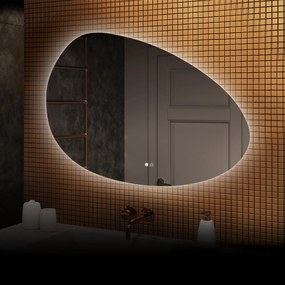 Specchio irregolare con illuminazione, 114×84 cm, bicolore, interruttore touch, tappetino riscaldante