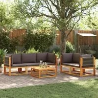 Set Divano da Giardino 6 pz con Cuscini in Massello di Acacia 3278833