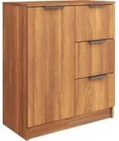 Credenza in Legno Quercia Cassettiera Consolle 1 Anta e 3 Cassetti Salvaspazio