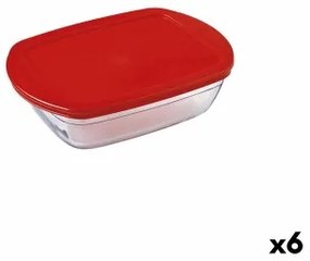 Portapranzo Rettangolare con Coperchio Ô Cuisine Cook&amp;store Ocu Rosso 400 ml 17 x 10 x 5 cm Vetro Silicone (6 Unità)