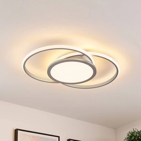 Lucande Plafoniera LED Senne, 63 cm, argento, alluminio