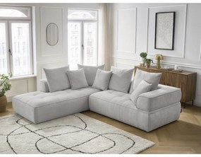 Divano angolare grigio chiaro (penisola a sinistra/a L) con rivestimento in ciniglia Whesley – Bobochic Paris