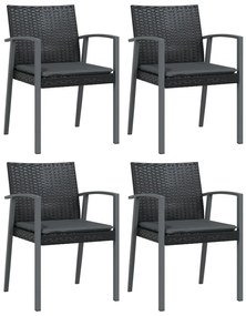 Set pranzo da giardino 5pz con cuscini in polyrattan e acciaio