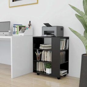 Mobiletto Con Ruote Nero 60x35x75 Cm İn Legno Multistrato /
