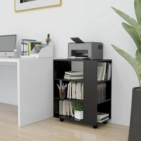 Mobiletto Con Ruote Nero 60x35x75 Cm İn Legno Multistrato /