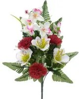 Set 6 Bouquet Artificiali Frontale di Garofani e Astromelia da 9 fiori H 59 cm