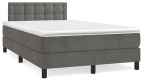 Letto a molle materasso e led grigio scuro 120x190cm in velluto