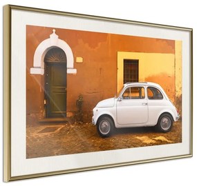 Poster  White Car  Cornice Quadri Cornice d'oro con passe-partout, Larghezza x Altezza Home decor 45x30