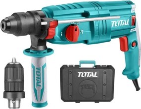 Martello Rotativo Tassellatore SDS Plus 800 W 2,5 J Con Mandrino Di Ricambio Total + Set Punte