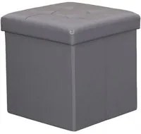 POUF CONTENITORE QUADRATO IN ECOPELLE GRIGIO