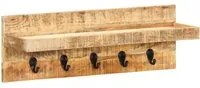 Appendiabiti a Muro 60x15x20 cm Legno Massello di Mango Grezzocod mxl 106371