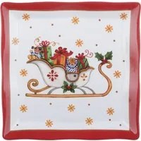 Piatto portata slitta Natale 30,5x30,5 cm in melammina