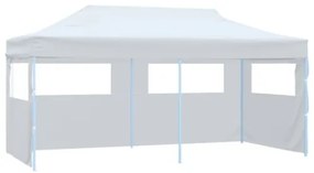 Tenda Pieghevole Pop-Up con Pareti Laterali 3x6m Acciaio Bianco