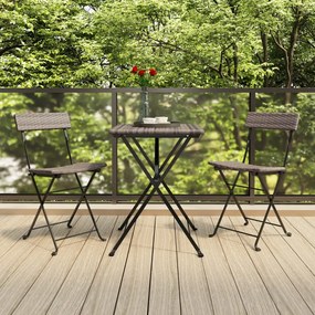 Set Pieghevole Da Bistrò 3 Pz Grigio İn Polyrattan /