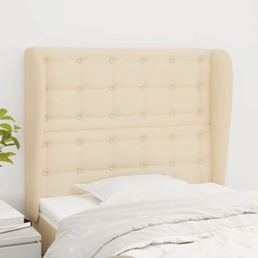 Testiera Ad Orecchio Crema 83x23x118/128 Cm İn Tessuto /