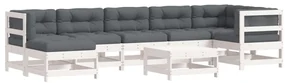 Set divani da giardino 8pz con cuscini in legno massello bianco
