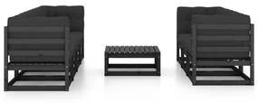 Set divani da giardino 8 pz con cuscini legno massello di pino