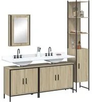 Set Mobili da Bagno 4 pz Rovere Sonoma in Legno Multistrato 3214811