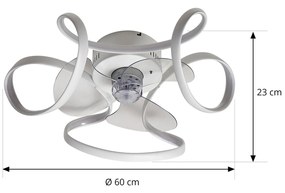 Lindby Ventilatore da soffitto a LED Lomata, bianco, silenzioso, Ø 23 cm