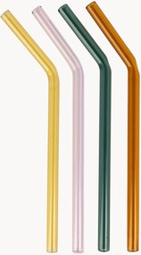 Set di 4 cannucce in vetro borosilicato Funky