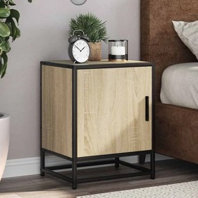 Comodino Rovere Sonoma 40x31x50 Cm Legno Multistrato E Metallo /