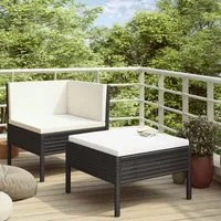 Set Divani da Giardino 2 pz con Cuscini in Polyrattan Nero cod mxl 37756