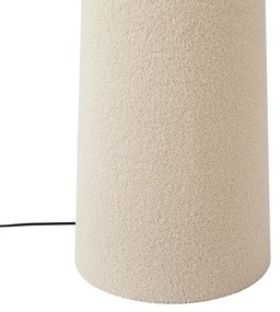 Lampada da terra Japandi beige in tessuto teddy a 2 luci - Trombet